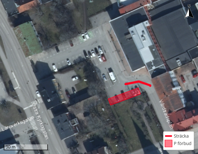 Fordon får inte parkera enligt kartbild.