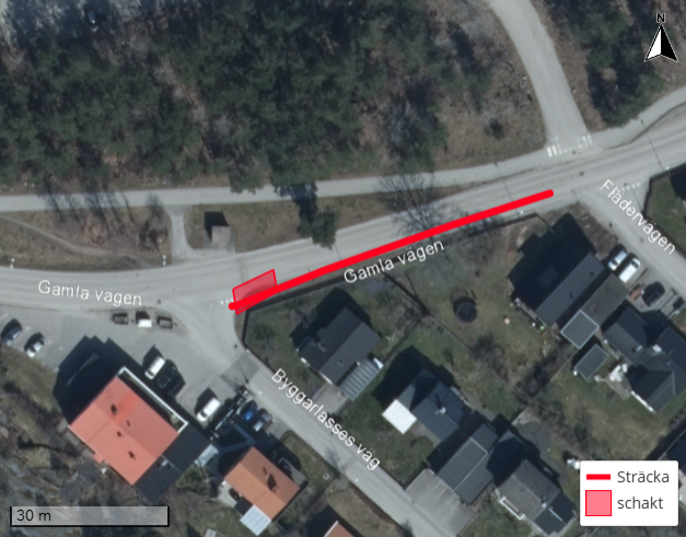 Gamla vägen är avstängd för genomfart.