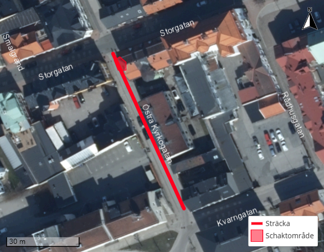 Östra kyrkogatan stängs av för genomfart. 