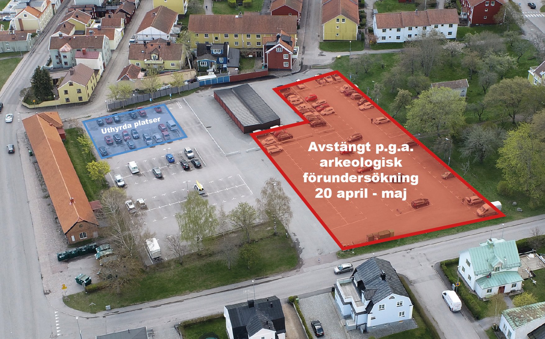 Flygbild över Stenhamraparkeringen