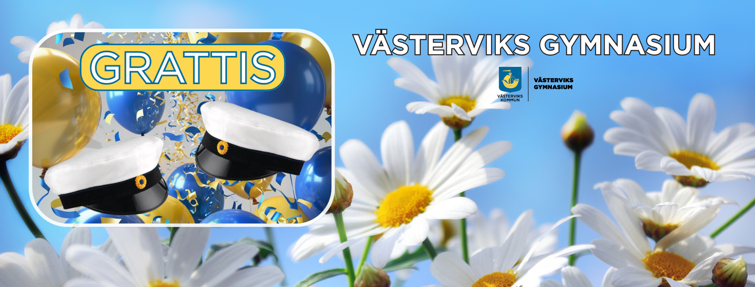 Studentmössor och grattis. 