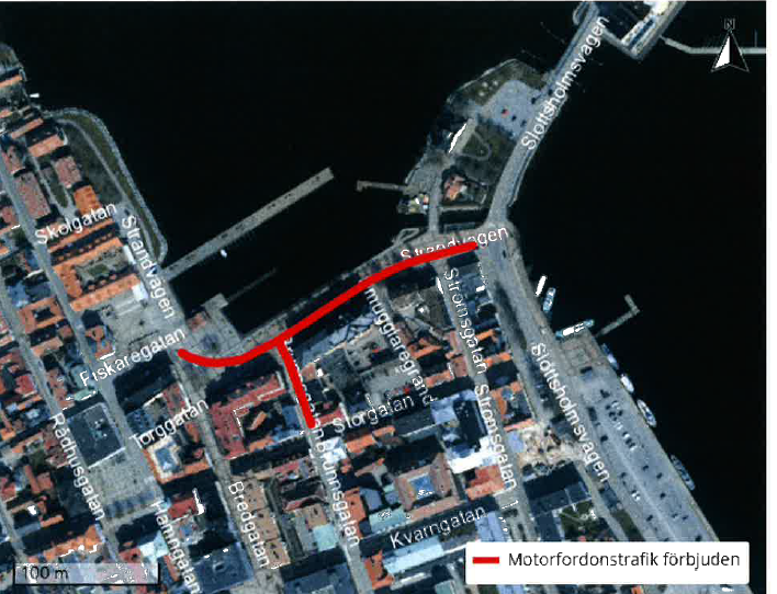 Flera sträckor är avstängda för motorfordon i Västerviks centrum