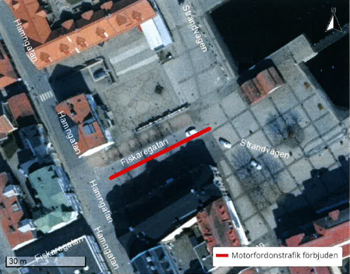 Fiskaregatan är avstängd för motorfordon