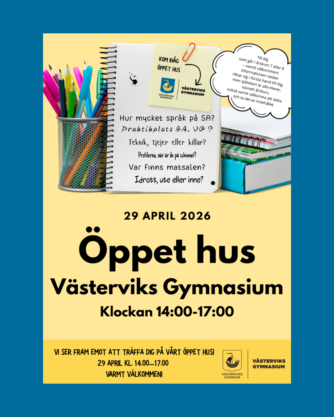 Bild med information om öppet hus