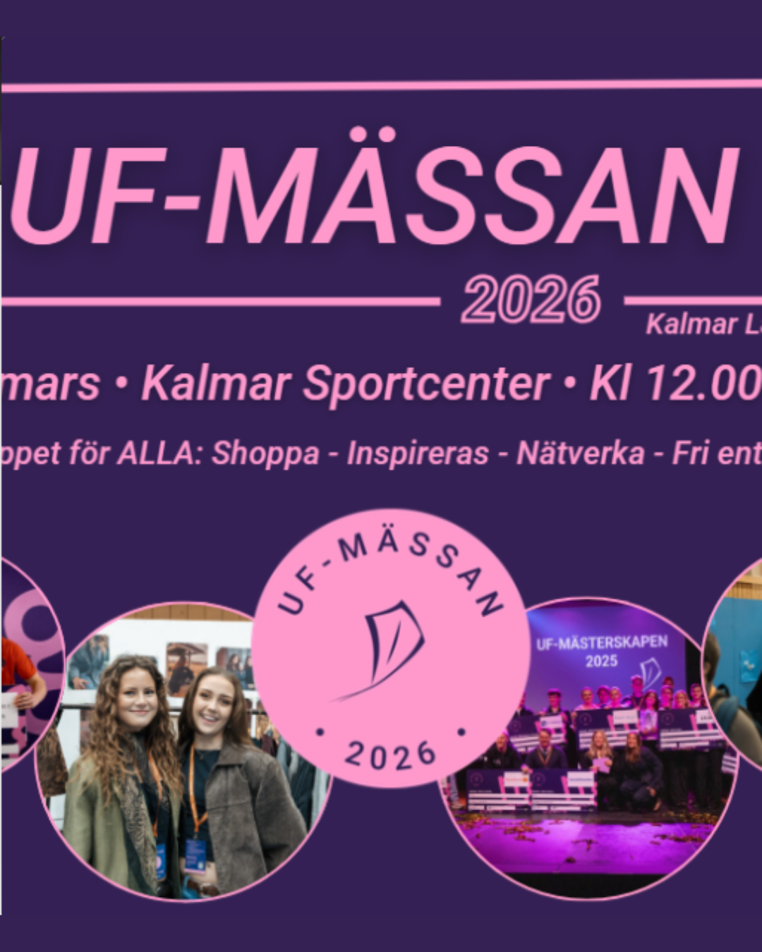 Bild med text om UF mässa.