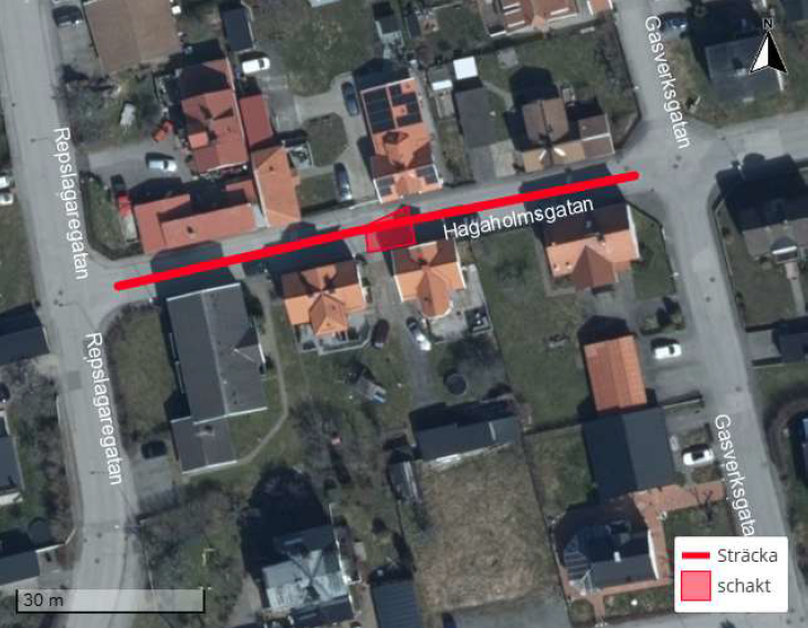 Hagaholmsgatan i Västervik avstängd för motorfordon.