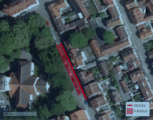 Kartbild över Östra Kyrkogatan