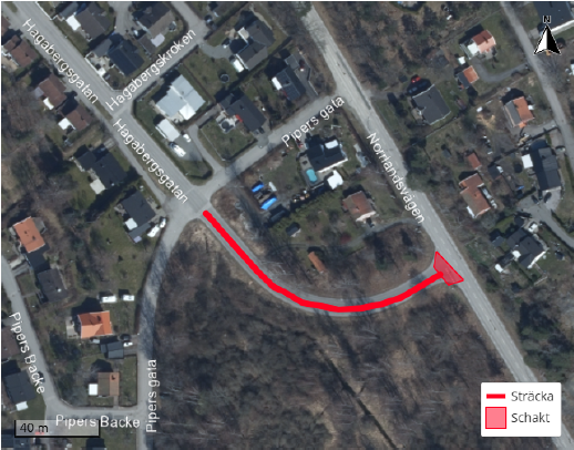 På Hagabergsgatan i Västervik sträckan mellan Norrlandsvägen och Pipers gata får fordon inte föras.