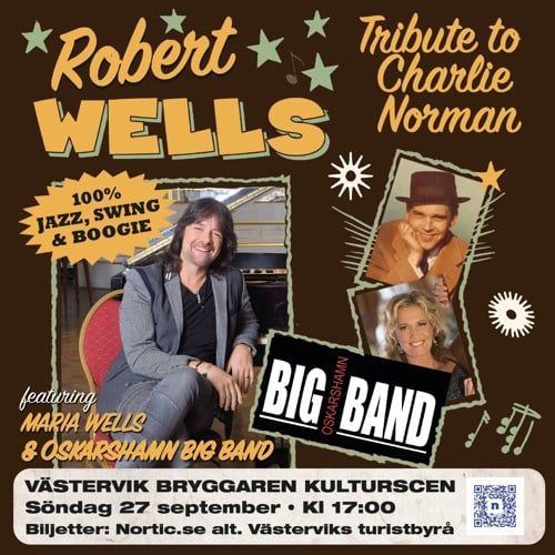 På bilden ser du Robert Wells som är med och spelar i storbandet.