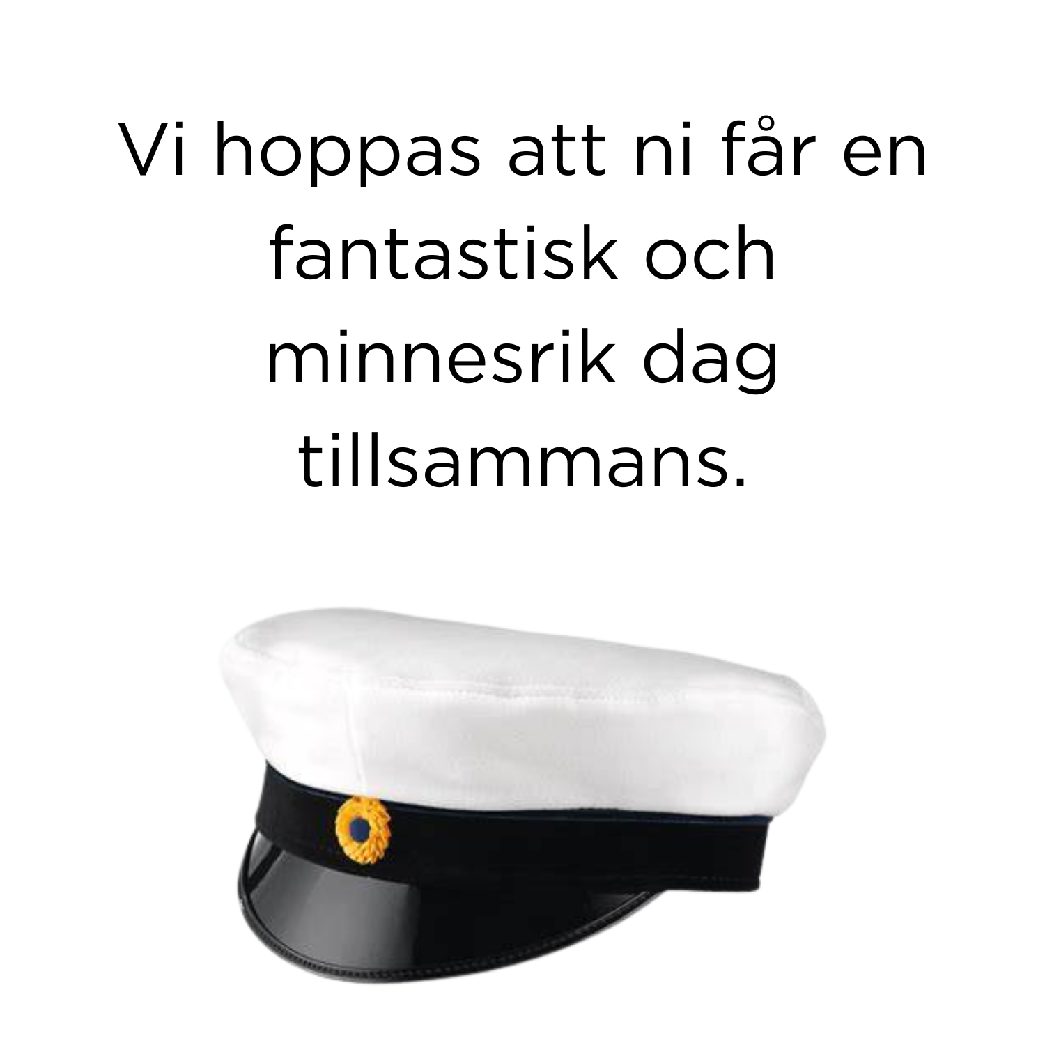 Text som under bilden samt en studentmössa.