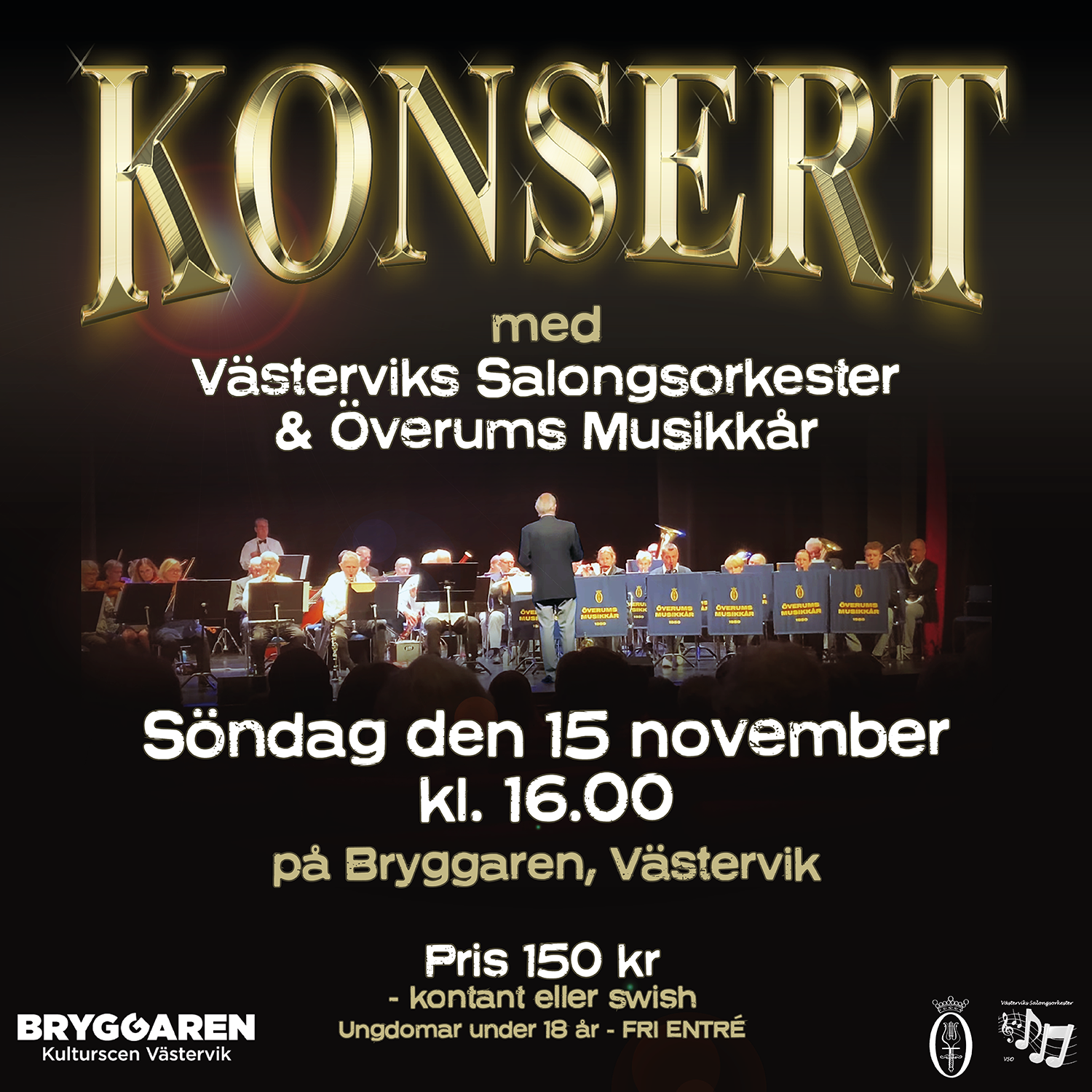 Stor text Konsert med Överums musikkår och salongsorkestern
