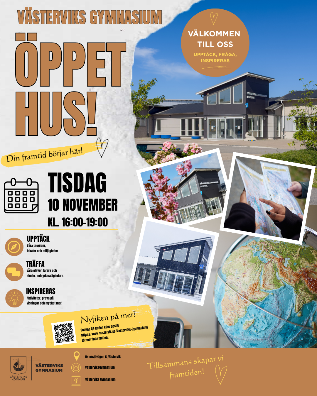 Bild med texten fårn hemsidan gällande öppet hus