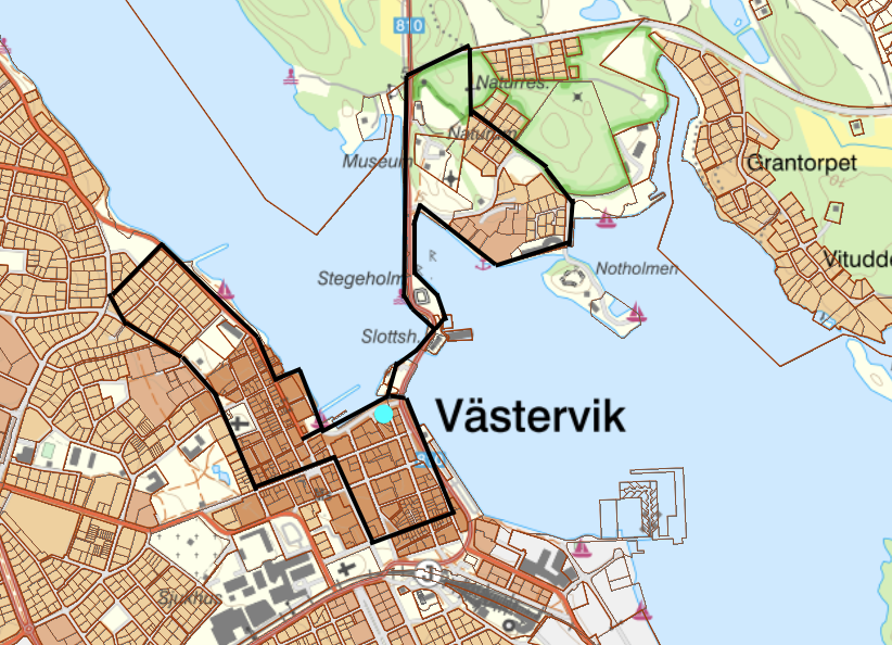 Banöversikt och karta över löpartävlingen Västervik City Run