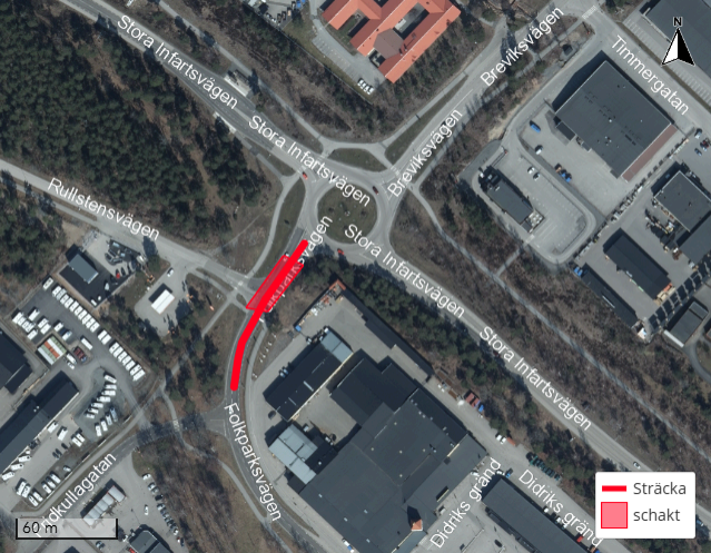 Vägavstängning i Västervik mellan Rullstensrondellen och Fridkullagatan