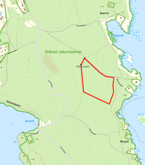 Kartbild över Gränsö
