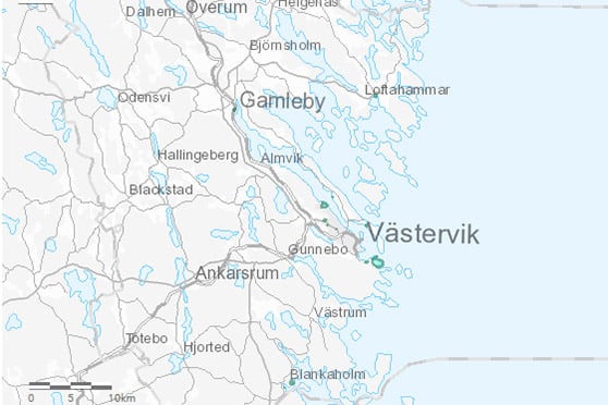 Kartbild över Västerviks kommun