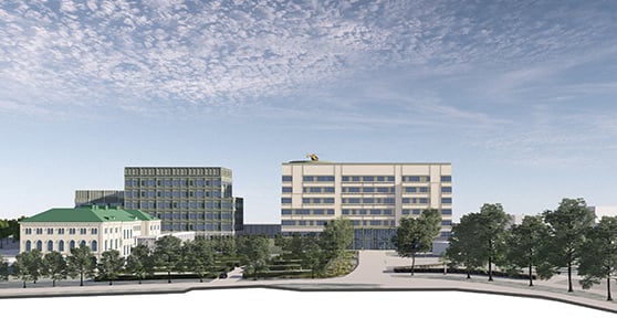 renderad bild på hur Västerviks sjukhus nya entré kan se ut