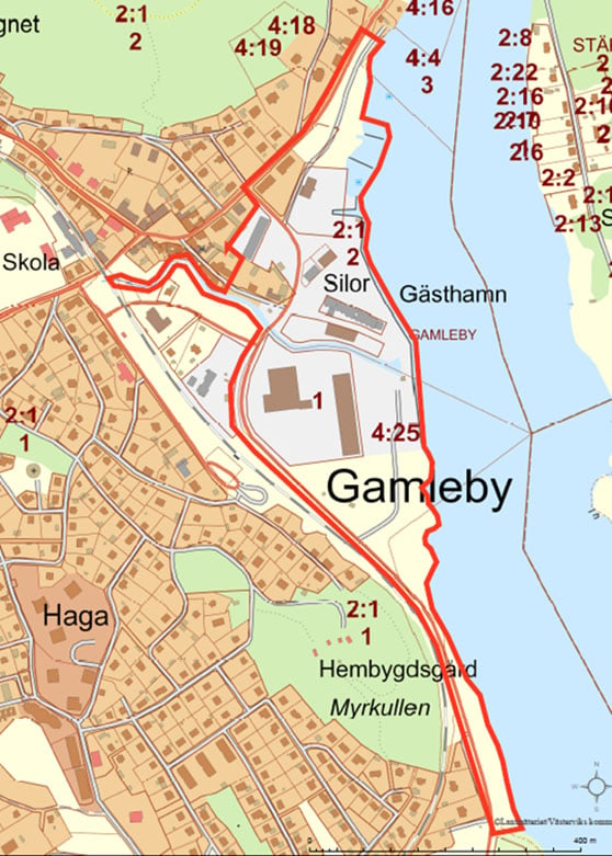kartbild som visar område som ska undersökas geotekniskt under 2023