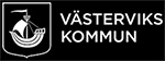 Logotyp för Västerviks kommun i vitt med högerställd text