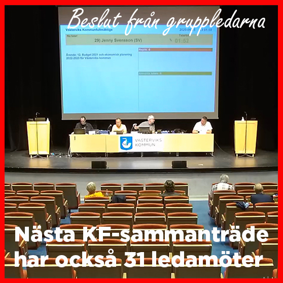 bild från KF med text beslut från gruppledarna nästa KF-sammanträde har också 31 ledamöter