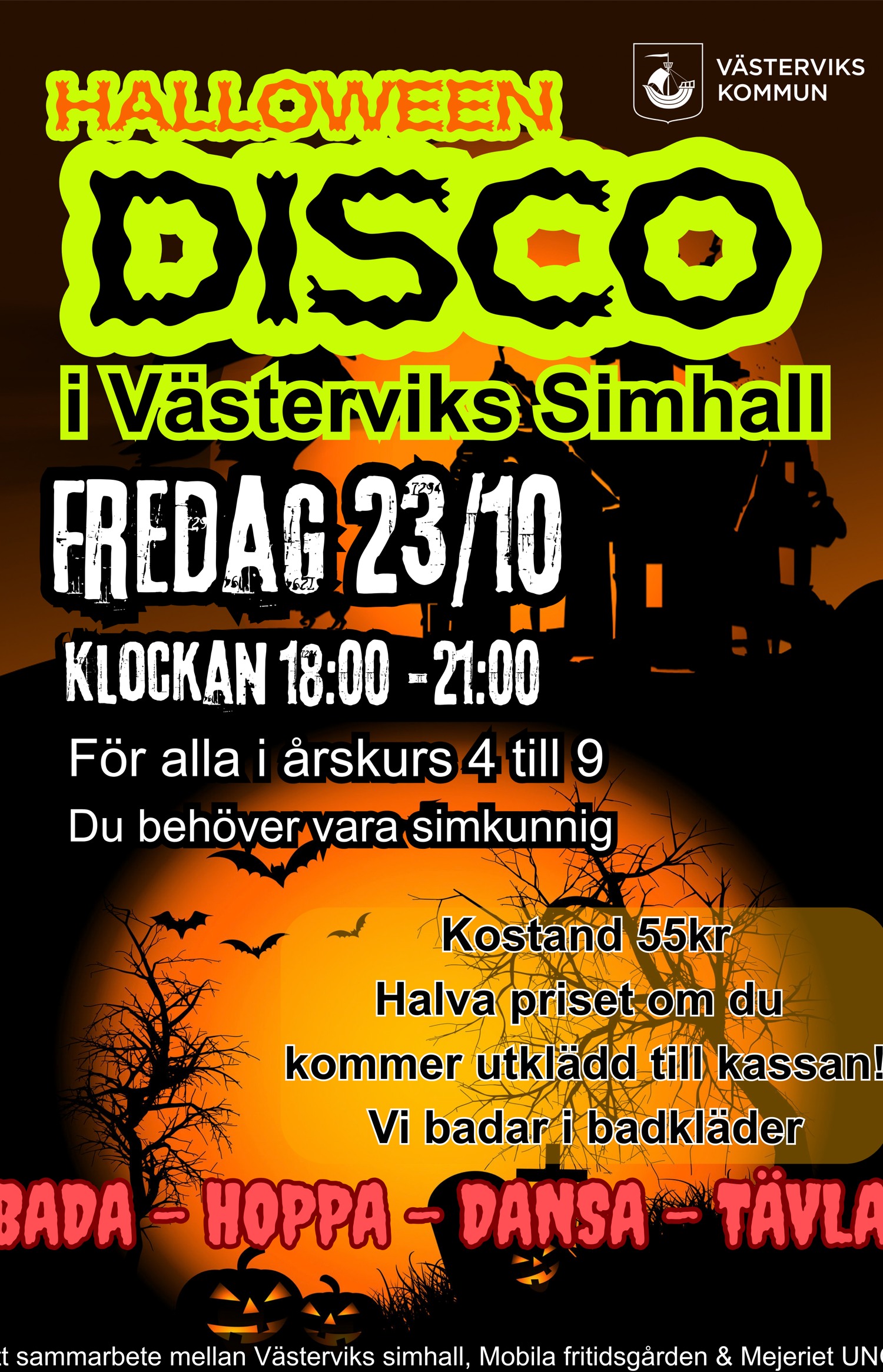 Affisch om halloweendiscot.