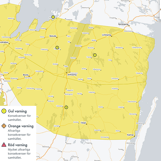 kartbild gul vädervarning snöfall 20230330-31