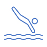 symbol med person som hoppar i vattnet