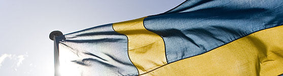 Svensk flagga på flaggstång. 