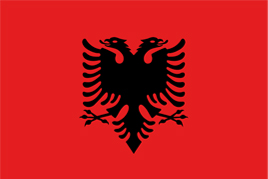 Bild på den albanska flaggan.