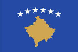Bild på Kosovos flagga.