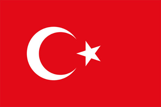 Turkiets flagga, röd botten med månskära och stjärna i vitt.